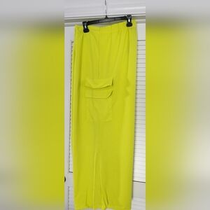 Ashley Stewart Wide Leg Cargo Pant - Lime Punch